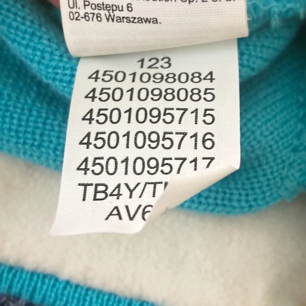The North Face Beanie Kids Youth Medium Blue Striped Knit Logo Winter Hat
